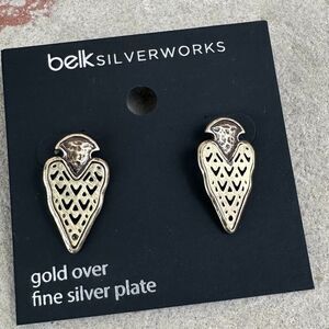 Belk Silverworks Arrowhead Earrings Gold fine‎ silverplate Pierced Southwestern